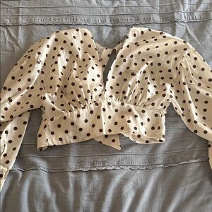 Zara Cream Polka Dot Blouse